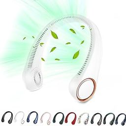 Portable Neck Fan, Hands Free Bladeless Fan, 360° Cooling Personal Fan,Wearable Quiet Fan for Outdoor Indoor, Birthday Gifts for Men Women Mom Dad, 4000mAh Battery USB Rechargeable, 3-Speeds(White)-image-68