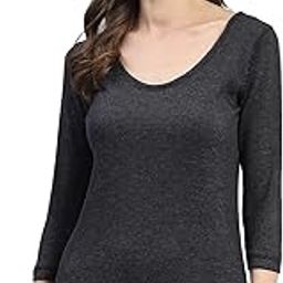 Womens Solid Cotton Blend Round Neck 3/4th Sleeve Thermal Vest (6230BL1BL)-image-66