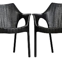 HomiQ Supreme Cambridge Heavy Plastic Chair for Indoor and Outdoor Use (Color: Black, Set of 2 Chairs)-picture-7