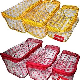 FAVISM Designer Multi Purpose Cosmetic Pouch, Makeup Pouch, Cosmetic Accessories Organizers, Saving Pouch or Makeup Kits Set of 6 pcs, Yellow-Pink-image-40