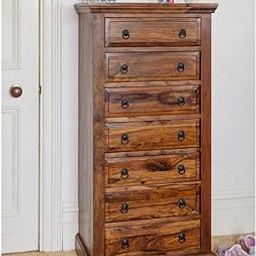 Solid Sheesham Wood Chest of Drawers for Bedroom and Living Room in Premium Teak Finish (Design 9)-23