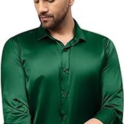Men's Premium Solid Satin Casual Party Shirt Full Sleeve-image-35