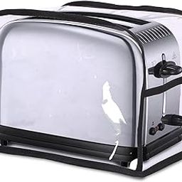 Transparent Waterproof 2 Slice Toaster Dust Cover for All Types of 2 slice Toasters, pop up clothe Kitchen, Washable, with Two Side Pockets to Store Accessories, Transparent (11”x 6.5”x 8”)-21