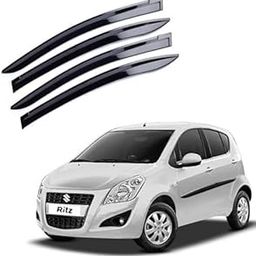 Car Unbreakable Rain Wind Door Visor Side Window Deflector Compatible with (Maruti Suzuki Ritz 2012)-picture-11