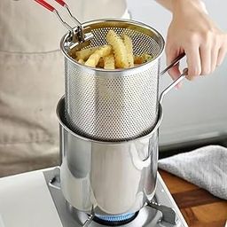 Gnanishwa 1200ml Stainless Steel Mini Deep Fryer with Basket & Long Handle – Compact Oil Saver for Home & Outdoor Use-image-22