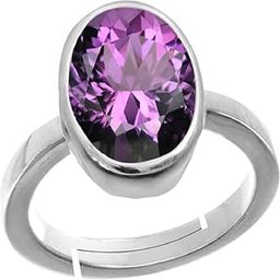 AA++ Quality Natural 9.00 Carat Amethyst Purple Crystal Stone Silver with Metal Adjustable Ring for Astrological Purpose for Men and Women-image-11