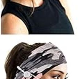 LICHTS®2 Sets Buttons Headband with Face Mask Pink Camouflage+White Leaves|Clothing, Shoes & Accessories|Womens Accessories|Hair Accessories|2 Sets Headband with on Mask (Patterns As You Choose)-image-96