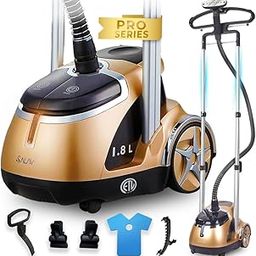 SALAV Professional Standing Steamer with Retractable Power Cord, Foot Pedal Control, Wheels for Easier Movement (Gold)-picture-20