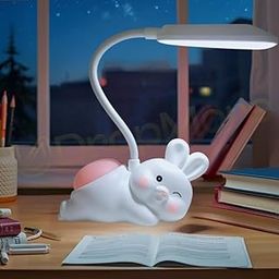 UDropMore Rabbit LED Table Lamp – Flexible Neck, USB Rechargeable Table Lamp with Soft Night Light, Multiple Charging Options – Ideal for Kids' Study, Bedroom, Nursery or Gifts (White)-19