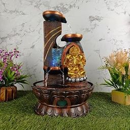 MERUPAM Lord Ganesha Tiered Tabletop Fountain - Multicolor | LED Fountain for Home Décor with Adjustable Water Flow | Relaxing Meditation Indoor Home & Office Desk Decoration-image-99