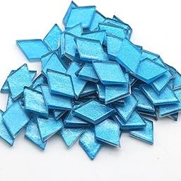 Sweven Art Mosaic Tiles, 18x30mm Size, 4mm Thick, Diamond Shape, Glitter Blue Color (Pack of 200Gms)-image-32