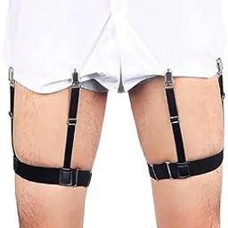 Men's Shirt Stays for Shirt Tucker Shirt Garter Shirt Suspenders Shirt Stays Leg Thigh Suspender Belt With Non-Slip Locking Clamps (Suspender-B)-image-99