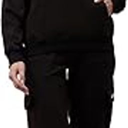 Women Black Solid Hooded Knitted Tracksuit with Applique Detail-image-80