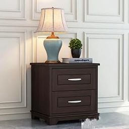 Space Galaxy Wooden Bedside Table for Bedroom | Bed Side Table | Nightstand with 2 Drawers Storage | Sheesham Solid Wood | Walnut Finish-25