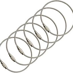 6.8 Inches Stainless Steel Wire Keychains, 2mm Cable Key Rings,Luggage Loops Tag, Keyrings, ID Tag Keepers by H-Laner (Silver - 5Pack)-picture-46