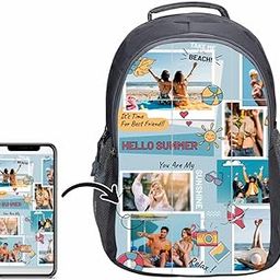 30L Customized Laptop Backpack | Printed Personalised Bag for Corporate, School, College, Sports | Ideal for Gift | Bag with Photo | photo wala bag for Kids and Adult | Gray-24
