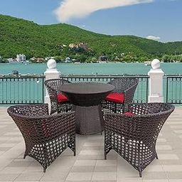 N-15|Indoor |Outdoor |Living Room| Balcony| Garden| Chair Table Set 2+1 (2 Chair + 1 Table)| Furniture Set| Coffee Chair Table Set| Powder Coated(Black_Yellow) YLWDCODE29-15