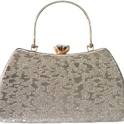 Designer Evening Clutch Purse with Chain Strap, Metallic Silver and Gold, Magnetic Closure, Party Wedding Handbag-image-65