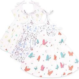 100% Extra Soft Muslin Cotton Fabric Baby Girls Frock For Summer wear, Nightwear | Multipack Combo | Tiger, Space, Butterfly, Mickey, Cute Chick, Rainbow Print Size (0-3 Months to 9-12 Months)-14