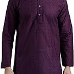 (Since 1958 Mens Pure Cotton Checked Embroidered only Long Kurta-image-4