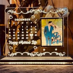 WEHATKE Customized Personalized Acrylic LED Light Calender Frame For Couple Best And Memorable Gift On Birthday, Anniversary, Wedding, Home Decor Or Any Special Occasion (Single Colour)-12