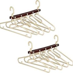 Kuber Industries Pack of 2 Organizer | 5 in 1 Folding Hanger for Closet | Magic Hanger for Shirts-Pants-Jeans-Lingerie-Ties | Closet Organizer | Cream & Brown-image-44