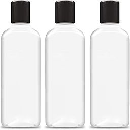 MADHYA 200ml Squeeze Bottle with Flip Top Cap, Empty BPA-Free Refillable Container For Shampoo, Lotions, Liquid Soap, Creams, Liquid Cosmetic Travel Size Transparent Bottle, Black Flip-Top, Set of 3-17