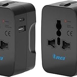 OREI Universal Travel Adapter with Type C - 3 in 1 International Travel Adapter - Universal Charger with 1 USB-A, 1 USB-C (2.4A Each) and Universal Output Socket – CE & FCC Certified – 2 Pack-9