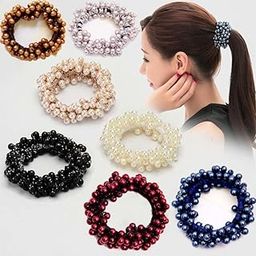 6 Pcs Pearl Hair Ties Ponytail Holders For Women & Girls, Imitation Pearl Hair Accessories-image-116