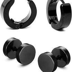 COLOUR OUR DREAMS Mens Stainless Steel Black magnetic Piercing Stud Ear rings Earing Pierced Hoop Earrings for men boys boyfriend-image-89