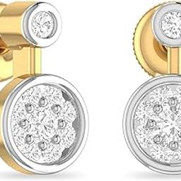 Yellow Gold and Diamond Stud Earrings for Women-image-50