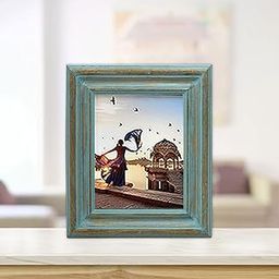 Green Decor ® Antique Wooden Photo Frame .Turquoise Distress Wall Decor Home Decor Natural Wood Photo Frame Photo Size : 8 x 10 inches-31