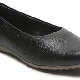 Women's Leather Ballet Flat Shoe | Anti-Skid with Patterned TPR Sole-image-67