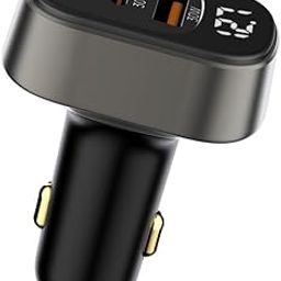 125W USB-C Car Charger with LED Display, 3-Port Fast Car Charger, Dual USB-C & USB-A Power Adapter, PD 3.0 & QC 4.0 Fast Charging-0