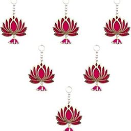 Handmade MDF Wood Lotus Hangings Jhumki Style for Home Wall Decor Diwali Ganpati Navratri Wedding Temples Mandir Pooja Rooms Event Backdrops All Festival Decorations Pink Color Lotus-image-8