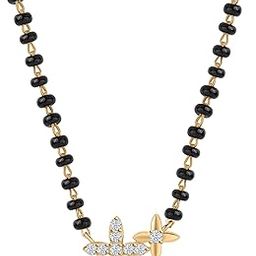 925 Silver 18K Gold Plated American Diamond Floral Mangalsutra Black Beads Chain Necklace for Women | With Certificate of Authenticity and 925 Stamp | Life-time Warranty*-image-41