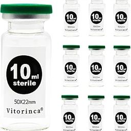 Vitorinca 10ml Sterile Glass Vials, 10 Packs-10ml Sterile Empty Vial with Self-Healing Injection Port and Flip Top Cap, Sterile Package, for use in sterile preparations and Laboratory Study-17