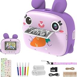 CAMCLID Instant Camera for Kids, 1080P, Instant Print with No Ink Print Paper & 32G SD Card,Selfie Digital & Video Camera with 2.4” Screen,Ideal Toy Gift for Girls Boys 3-12 (Purple)-21