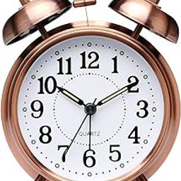 Sarth Enterprise Twin Bell Copper Table Alarm Clock with Night LED Light for Student for Kids Bedroom (Vintage-Rose Gold)-picture-29