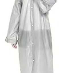 Long Waterproof Rain Coat, Full Length Hooded Rainwear, Transparent Blue-image-46