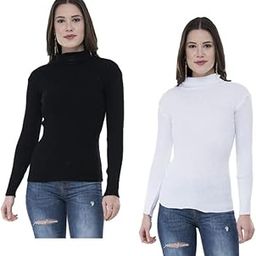 IndiWeaves Womens Solid Wool Warm Full Sleeves High Neck/Inner/Skivvy for Winter (Pack of 2) White::Black-image-52
