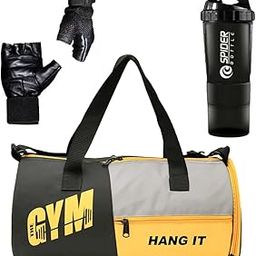Combo: Polyester Gym Bag With Shoe Compartment, Black Gym Gloves With Wrist Support, 500 ml Shaker Bottle, and Gym Kit for Men and Women-image-77