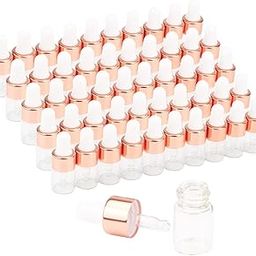 BH PLAST Sample Dropper Bottles, 5ml Clear Mini Dropper Bottles for Traveling Essential Oils DIY Cosmetic Liquid Sample Perfume Rosegold dropper Pack of 30-47