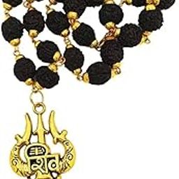 Omniira Black Rudraksha Mala with Trishul Damru Shiv Pendant | 5 Mukhi Rudraksha Chain for Men & Women | Mahadev Necklace for Spiritual, Religious-image-69