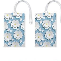 Flower Luggage Tag, Travel Luggage Suitcase Baggage Id Identifier Name Address Label with Silicon Strap ( Pack of 2 )-image-22