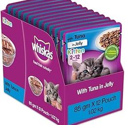 whiskas Kitten Wet Cat Food (2-12 Months), Tuna In Jelly Flavour, 12 Pouches (12 X 85G), 1 Count-image-58