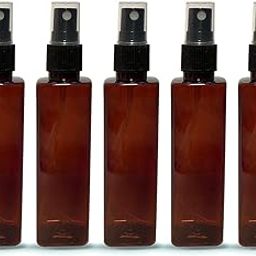 Shoe mistri Refillable Spray Empty Bottle for Home, Office, Car, Travel & Cleaning 100ml (Pack of 5, Amber)-picture-40