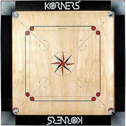 KORNERS Carrom Board with Striker, Coins and Powder, Multicolor| (35 Inches Black)-26