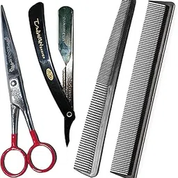 generic Premium Barber Scissor Set – High-Quality Metal Salon Hair Cutting Scissors for Men, Women, Kids & Pets | American Design Professional Hair Styling Kit with Shears, Comb, Razor-picture-43