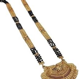 Traditional Gold Plated Long Mangalsutra/Black Beads Mangalsutra For Women Gold long chain-15